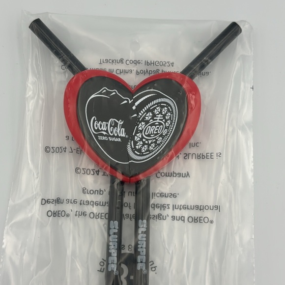 7-Eleven Other - 7 Eleven Coca Cola Oreo Slurpee Heart Double‎ Scoop Straw NEW